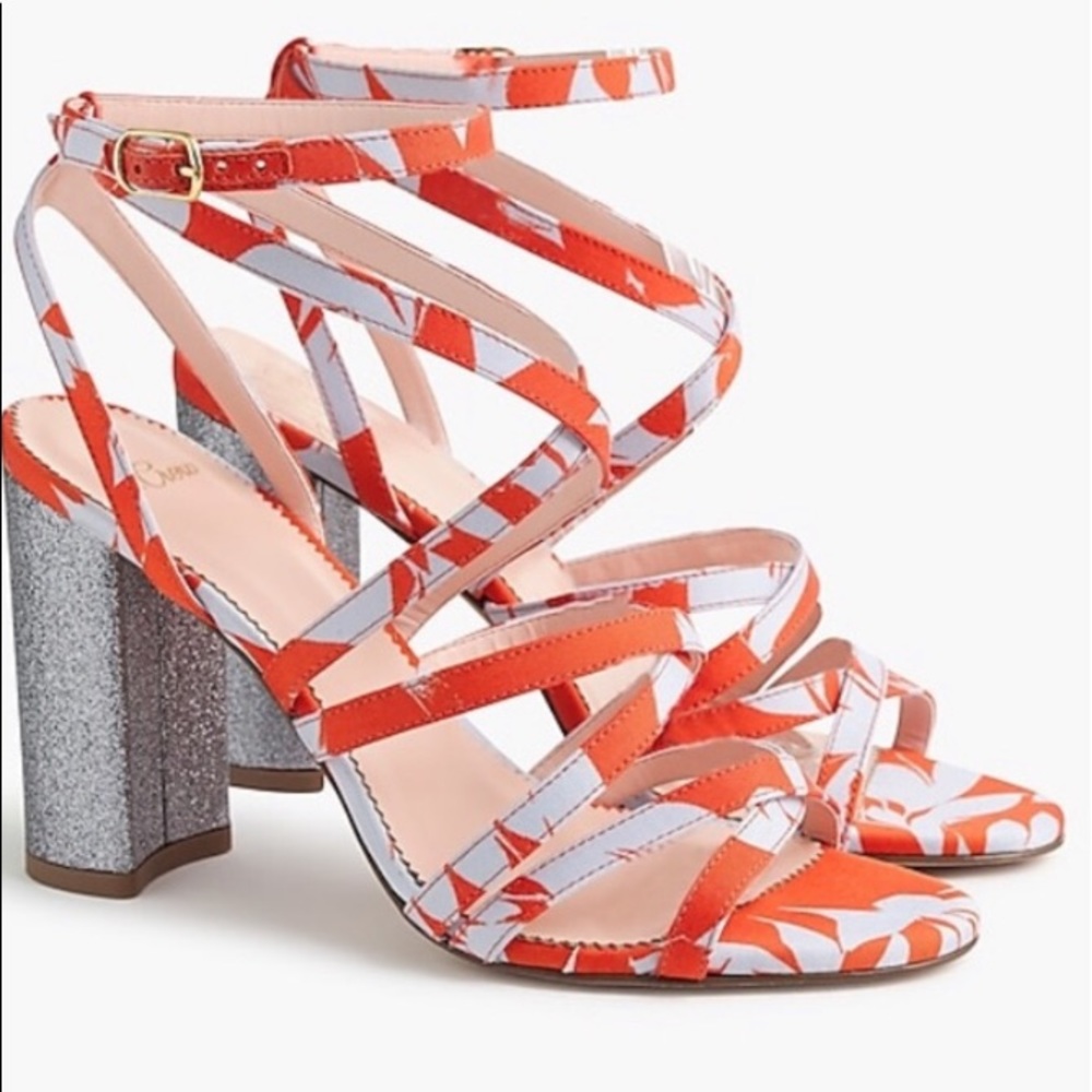 J.Crew Stella glitter heel in Ratti print NWT